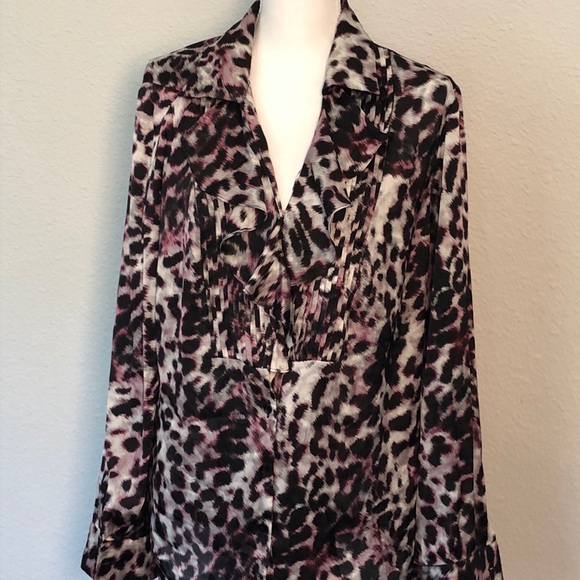 Jones New York Signature Leopard Print Blouse XL - Picture 2 of 5